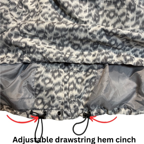 Miss Etam Lightweight Hooded Spring, Fall Leopard Print Rain Jacket 3/4 length - Picture 16 of 16